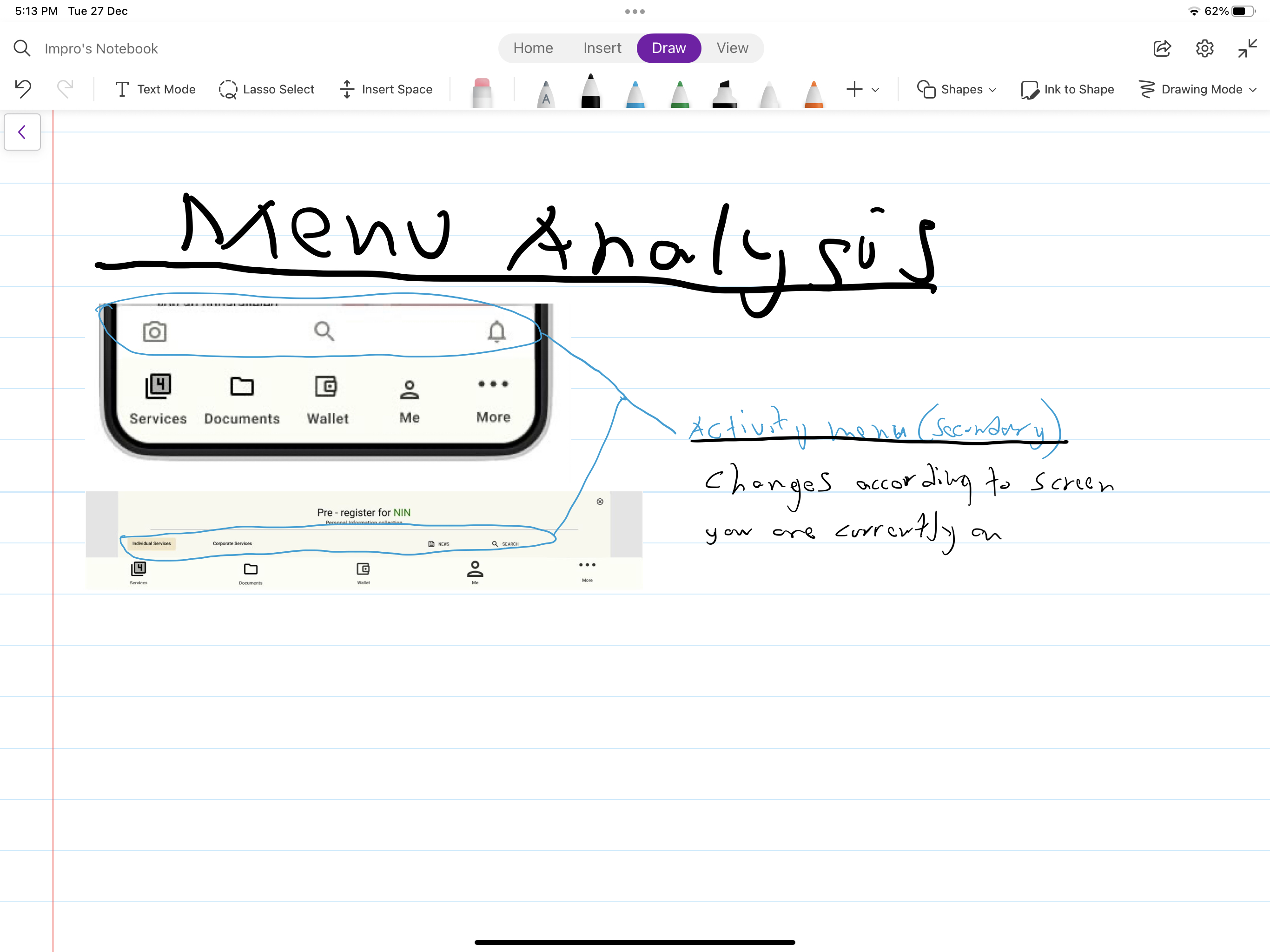 Abdul's portolio project titled: Image displaying menu analysis.