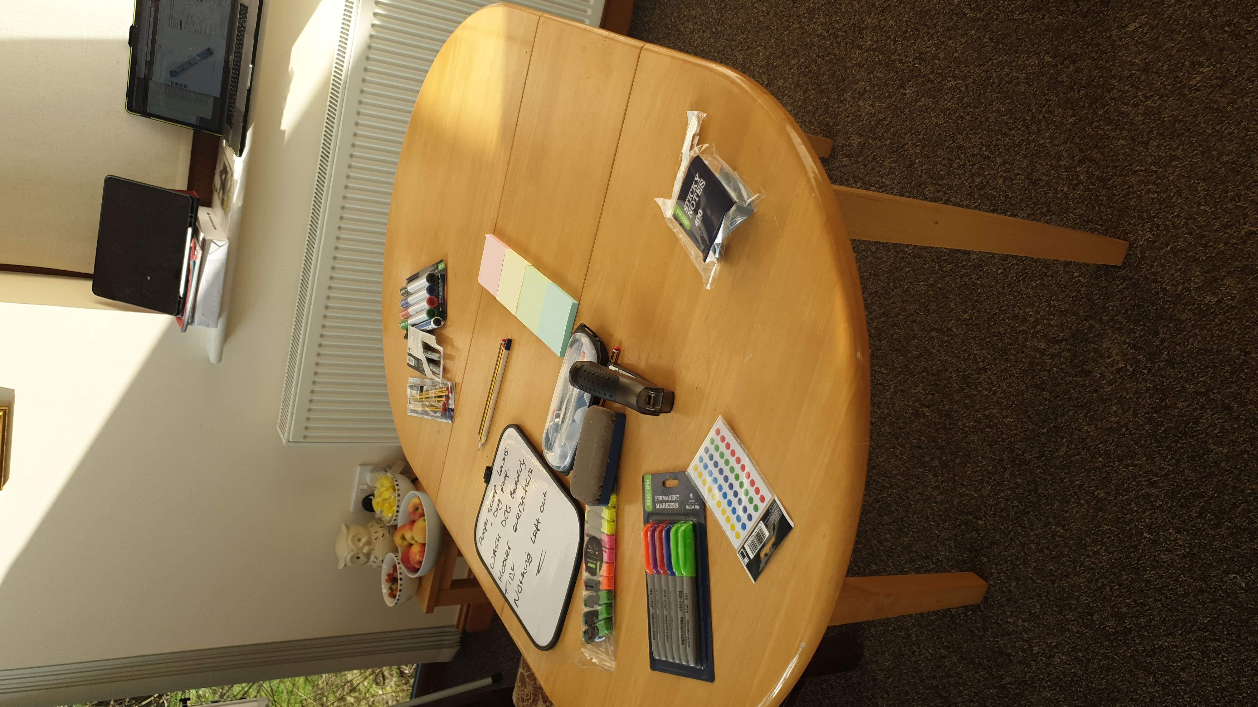 Abdul's portolio project tittled: N9, a Fitbit for Horses. image of workshop materials on a table.
