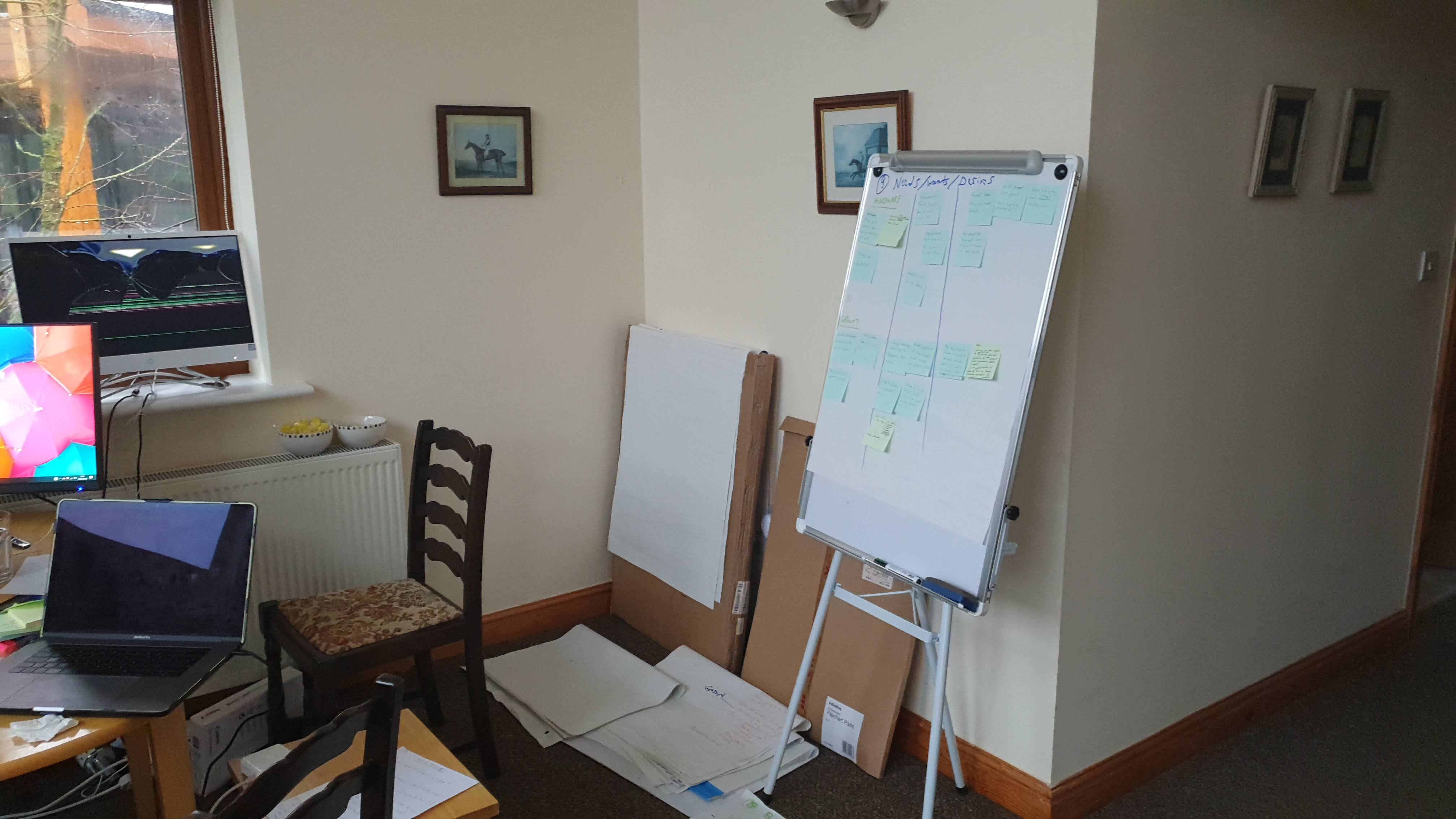 Abdul's portolio project tittled: N9, a Fitbit for Horses. image of whiteboard.