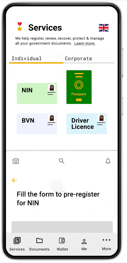 Abdul's portolio project tittled: Green wallet. high fidelity scrollable form.