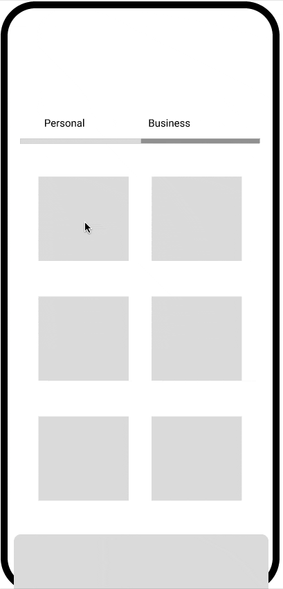 Abdul's portolio project tittled: Simplifying activity menu. Image of a low fidelity prototype secondary menu on mobile phone.