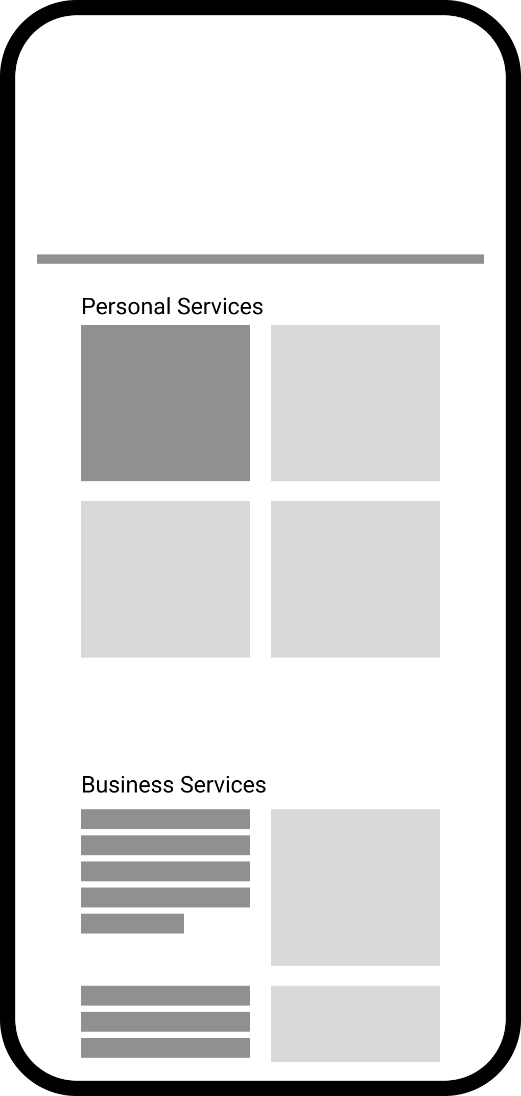 Abdul's portolio project tittled: Categorising services. Image of a mobile phone wireframe of Greenwallet.