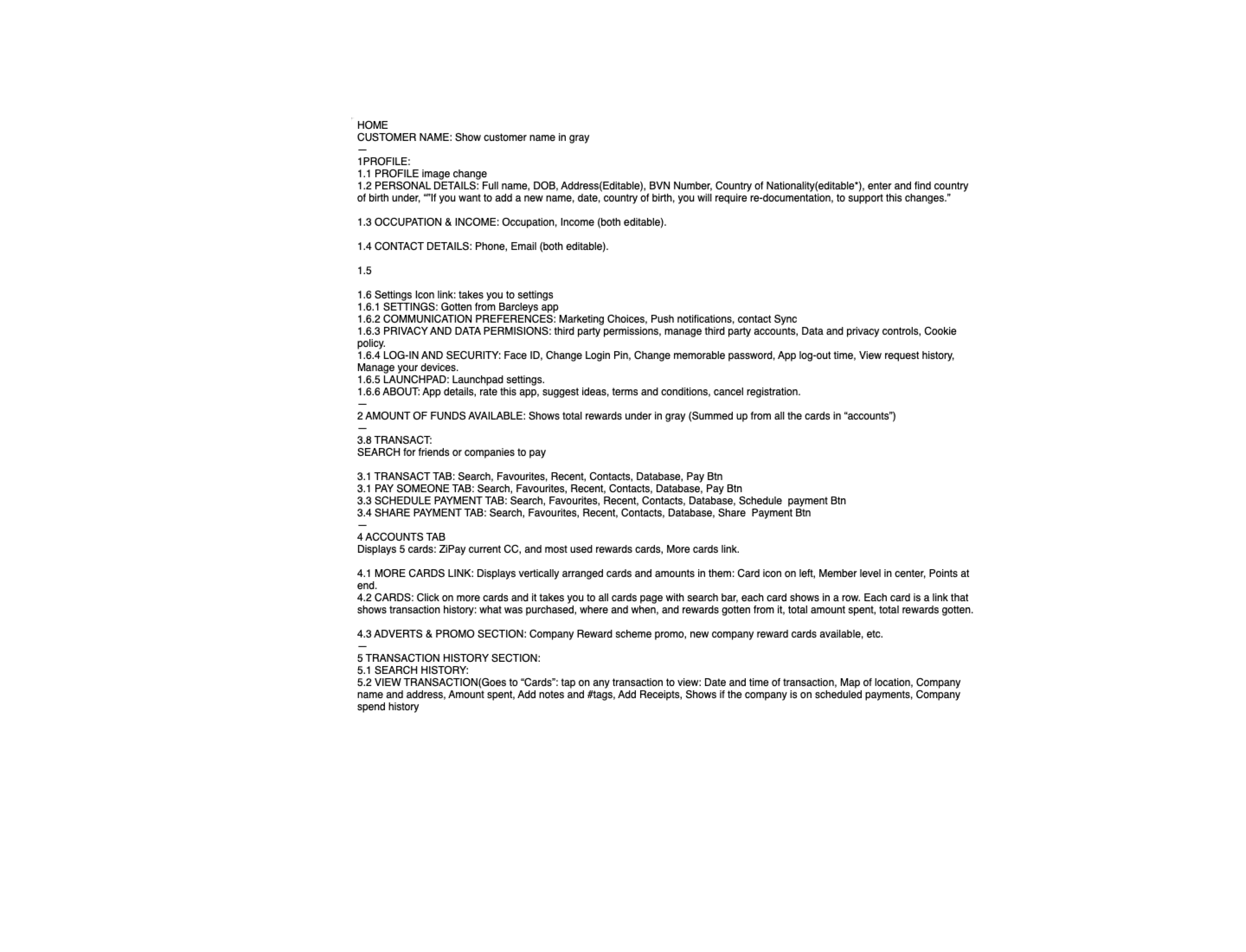 Abdul's portfolio project tittled: Zipay, An image of the app features written in word