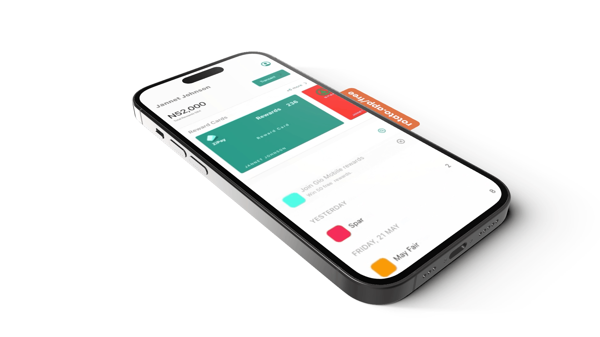 Abdul's portfolio project tittled: Zipay, An image of the UI element